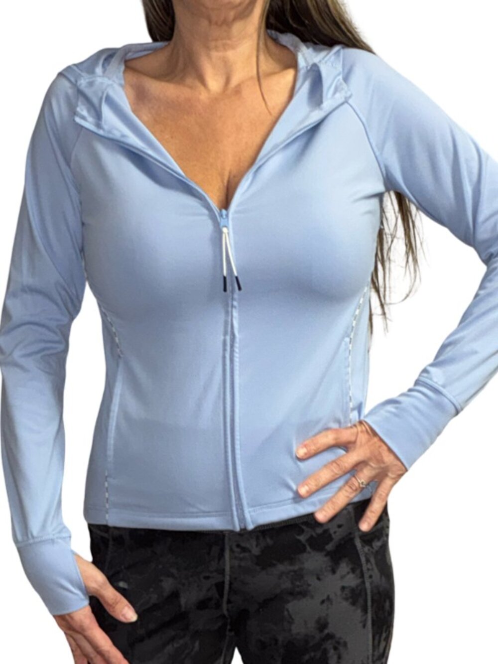 Sz.S*bebe*Light Blue Athletic Zip-Up Athletic Hoodie Jacket